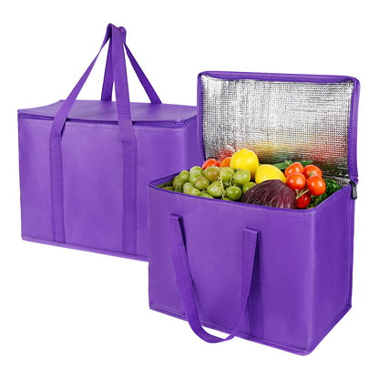 Insulated Grocery Shopping Bags, Purple 2-Pack