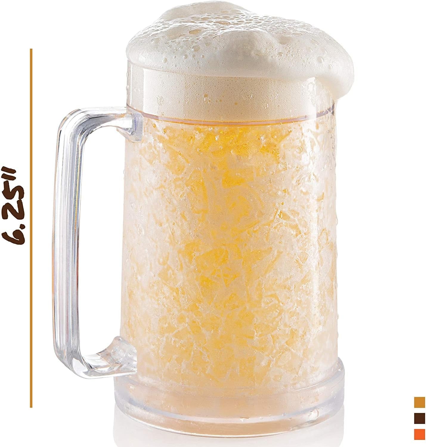 Freezer Beer Mug, Double Wall, Insulated Gel Plastic Pint Freezable Glass, 16 Oz, Clear 1 Pack, Chiller Frosty Cup, Frozen Ice Mug, Freezer Cup.