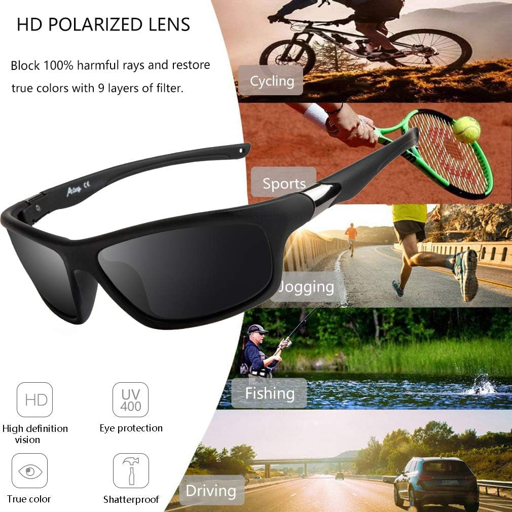 Polarized Sports Sunglasses for Men Driving Fishing Running Cycling Glasses 100% UV Protection