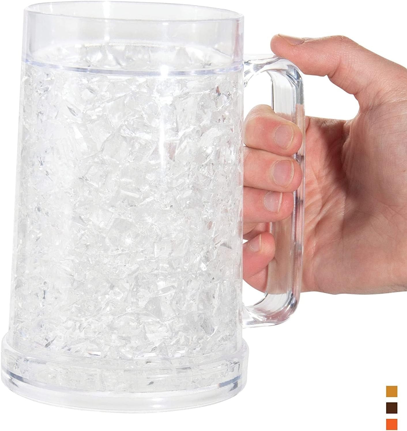 Freezer Beer Mug, Double Wall, Insulated Gel Plastic Pint Freezable Glass, 16 Oz, Clear 1 Pack, Chiller Frosty Cup, Frozen Ice Mug, Freezer Cup.